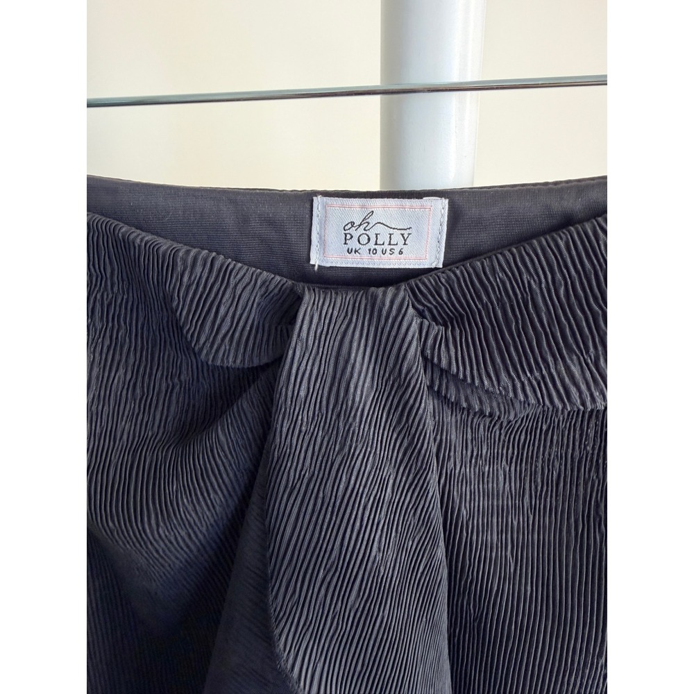 Oh Polly Black Plisse Ruffle Front Maxi Skirt US 6 UK 10 High Waist Column Skirt - Picture 4 of 6